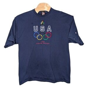 Vintage Atlanta Georgia USA Olympic‎ Rings T Shirt XL JC Penny Embroidered Logo
